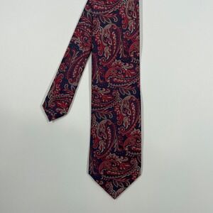 John Sparks Navy Red Paisley Silk Blend Classic Necktie Mens OS